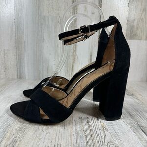 New Sam Edelman Yancy Ankle Strap Sandal in Black Suede #274